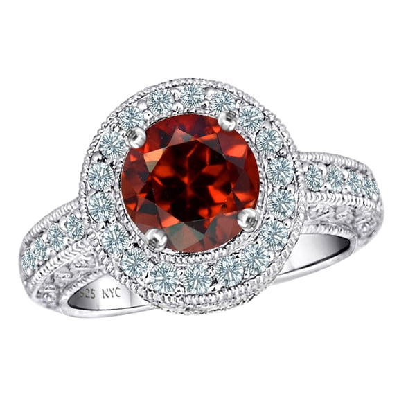 Star K� 7mm Round Simulated Garnet Ring