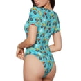 thumbnail image 3 of The Xecao Cartoon Monster Truck Women's Crew Neck Body Suit, a short-sleeved bodysuit and basic swimsuit, both comfort and style for dating and daily life, 3 of 9