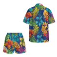 thumbnail image 5 of FKEKYI Tropical Palm Leaf Print Women's 2 Piece Short Set Summer Beach Sets Open Front Shirt Top & Adjustable Shorts Ladies Resort Wear Lounge Sets Vacation Outfits, XL, 5 of 7