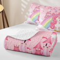 thumbnail image 4 of meiyoeat Magical Unicorn Castle Twin Quilt Set for Girls, Rainbow Princess Style Twin Coverlet Set, Pink White, 2 Pieces, 4 of 7