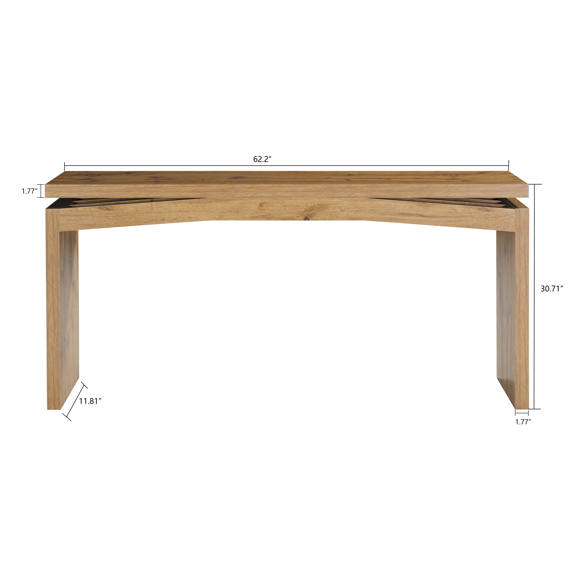 HOQBN Wood-Style Console Table, Sofa Back Side Table, 31" High Entryway Desk for Hallway, Living Room and Entrance Natural