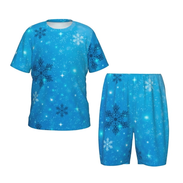 Balery Winter With Snowflakes Conjunto de Pijama Infantil de Manga Corta con Estampado – Ropa de Dormir de Algodón Suave-3X-Large