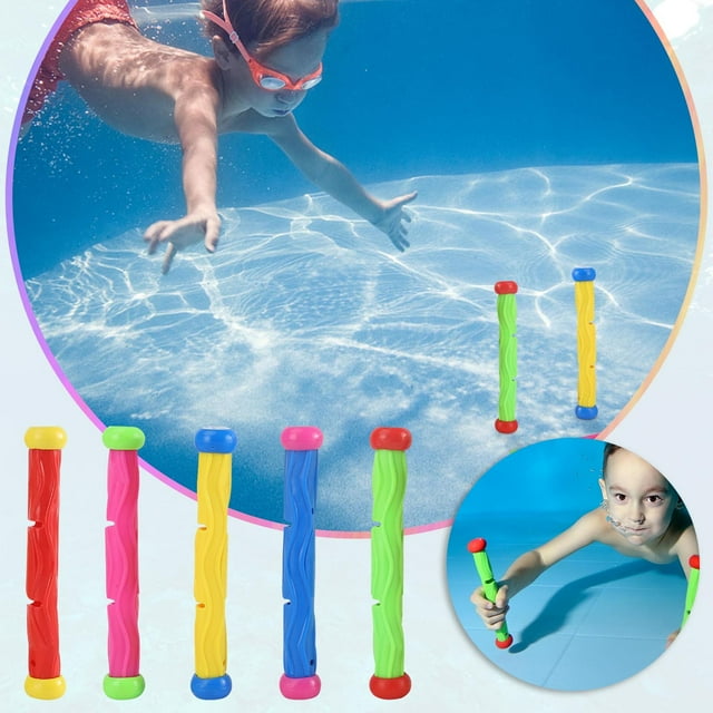 Fiudx Juego de 5 Palos de Buceo, Divertidos Juguetes Submarinos, Seguros y Duraderos, Decoración para Fiestas En La Piscina, Regalos de Verano, Juguetes para Nadar En La Playa, Diseño de Hundimiento,
