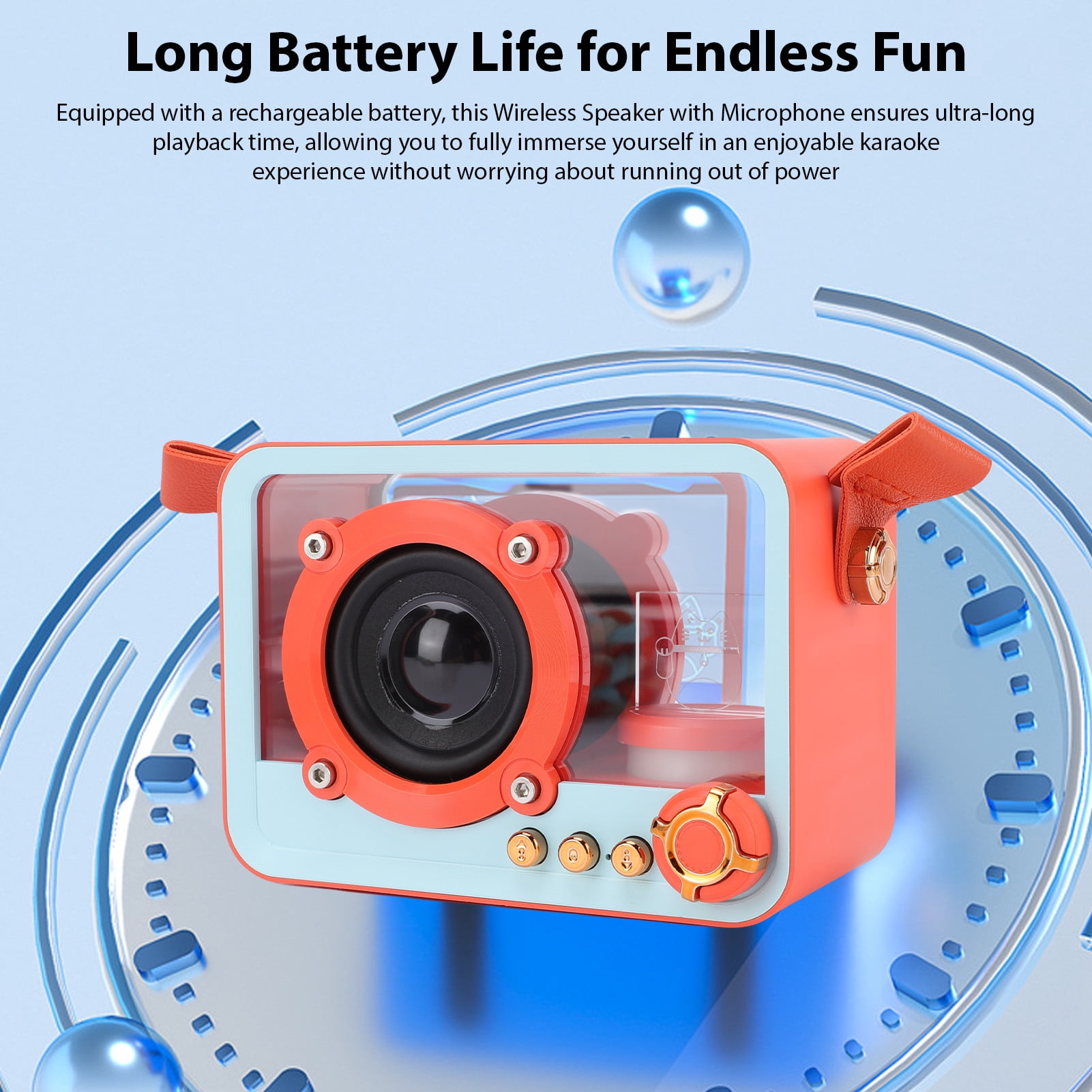 YAHHU Portable Karaoke Machine with 2 Wireless Microphones, Bluetooth Speaker System KTV Set for Home Party Kids Adults, Orange Dual Mic (9.84 inches/25 cm)