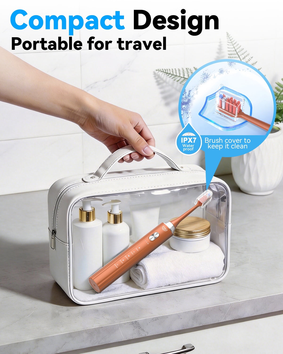 JTF Sonic Electric Toothbrush with UV & Drying: 5 Customized Modes for Effective Yet Gentle Cleaning –with 8 Brush Heads, Rinse Cup, Wireless Charging Base, Rechargeable for Daily Care, Home & Travel