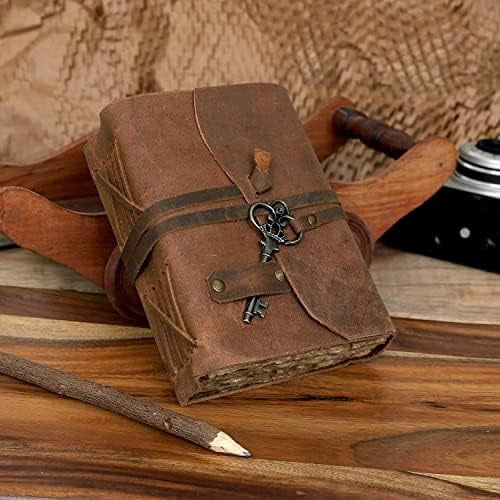 Leather Journal for Women Men, Deckle Edge Paper Leather Notebook of 180 GSM, Book of Shadows Journal Blank, Leather Bound Journal diary (Vintage Brown)