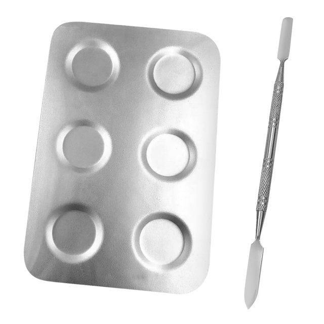 Herramienta de Maquillaje cuadrada Yuyangstore de acero inoxidable 6 pozos con varilla de espátula