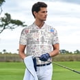 thumbnail image 3 of Fotbe America Landmarks2 Pattern Men’s Golf Polo Shirt – Breathable Performance Golf Shirt with Button-Down Collar-X-Large, 3 of 6