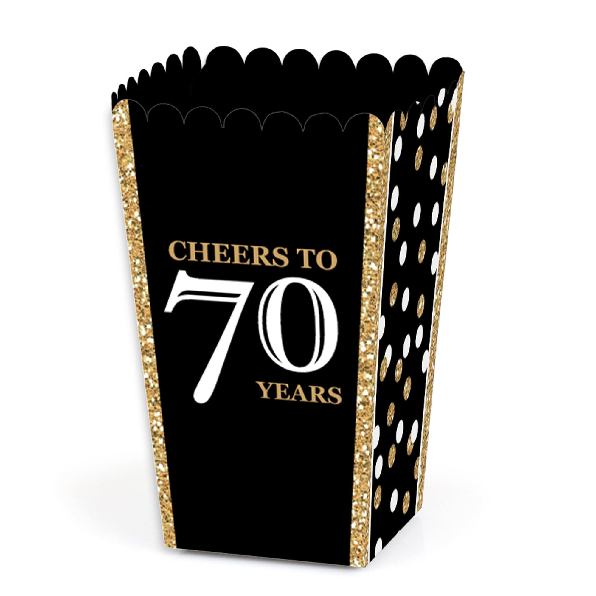 Adult 70th Birthday Gold Birthday Party Favor Popcorn Treat Boxes