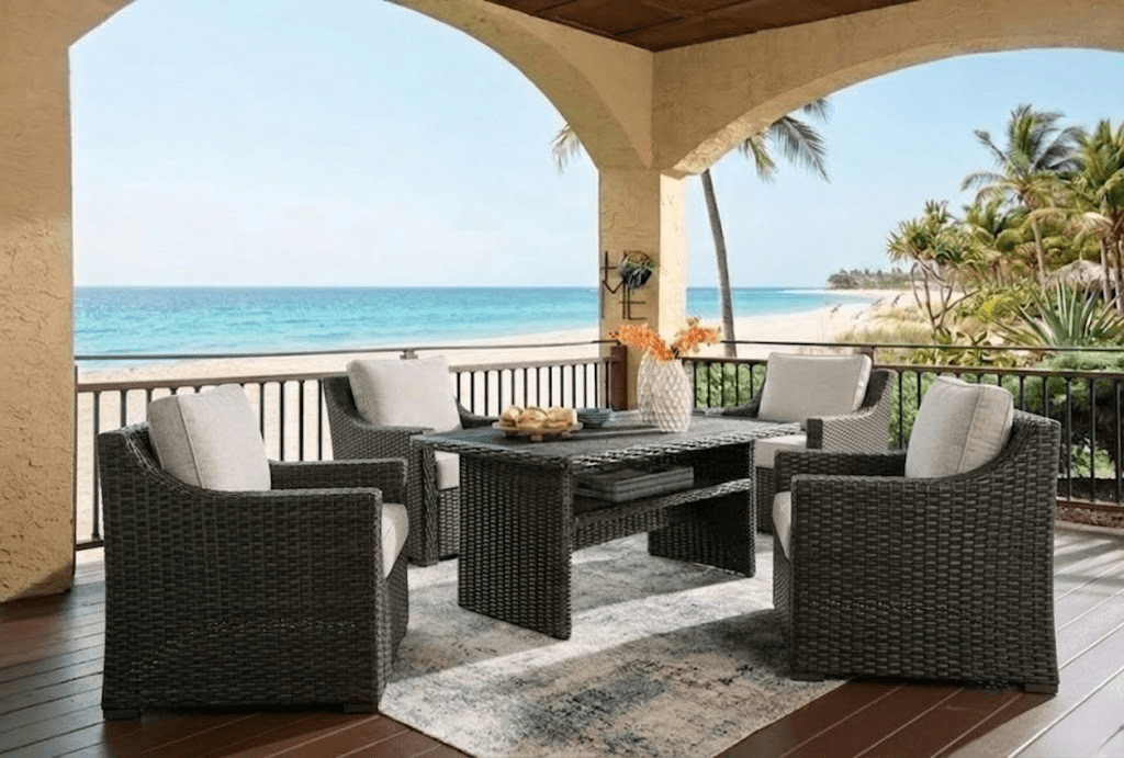 Howcool Outdoor Sectional Sofa, Patio Conversation Set, Outdoor Furniture with Two Single Chairs, Wicker Rattan All-Weather Seating Set for Garden Backyard Porch Balcony,Black