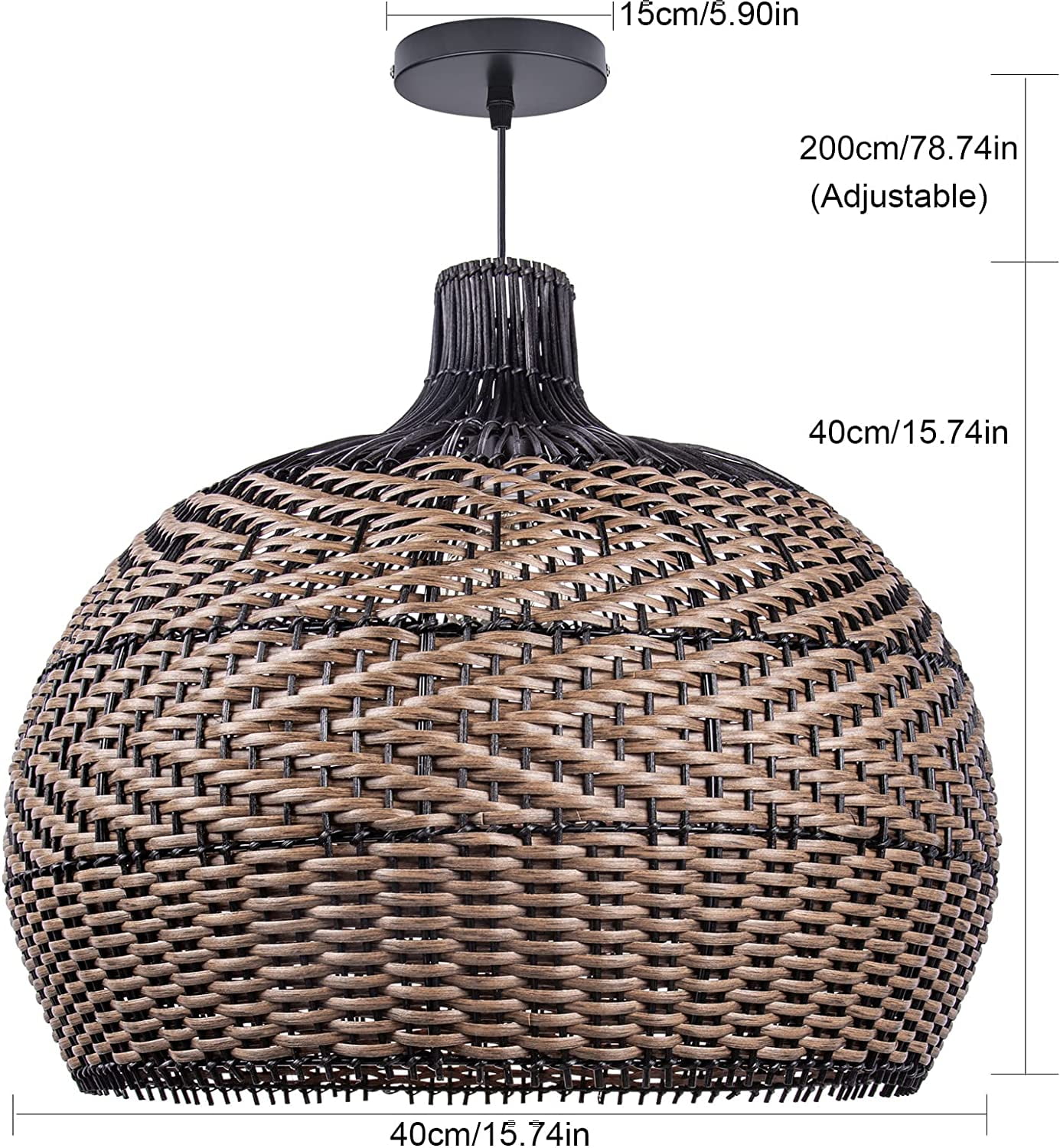 Arturesthome Rattan Pendant Light Fixtures for Kitchen Island, Wicker Chandelier, Handmade Woven Hanging Ceiling Lighting Lampshade Coffee