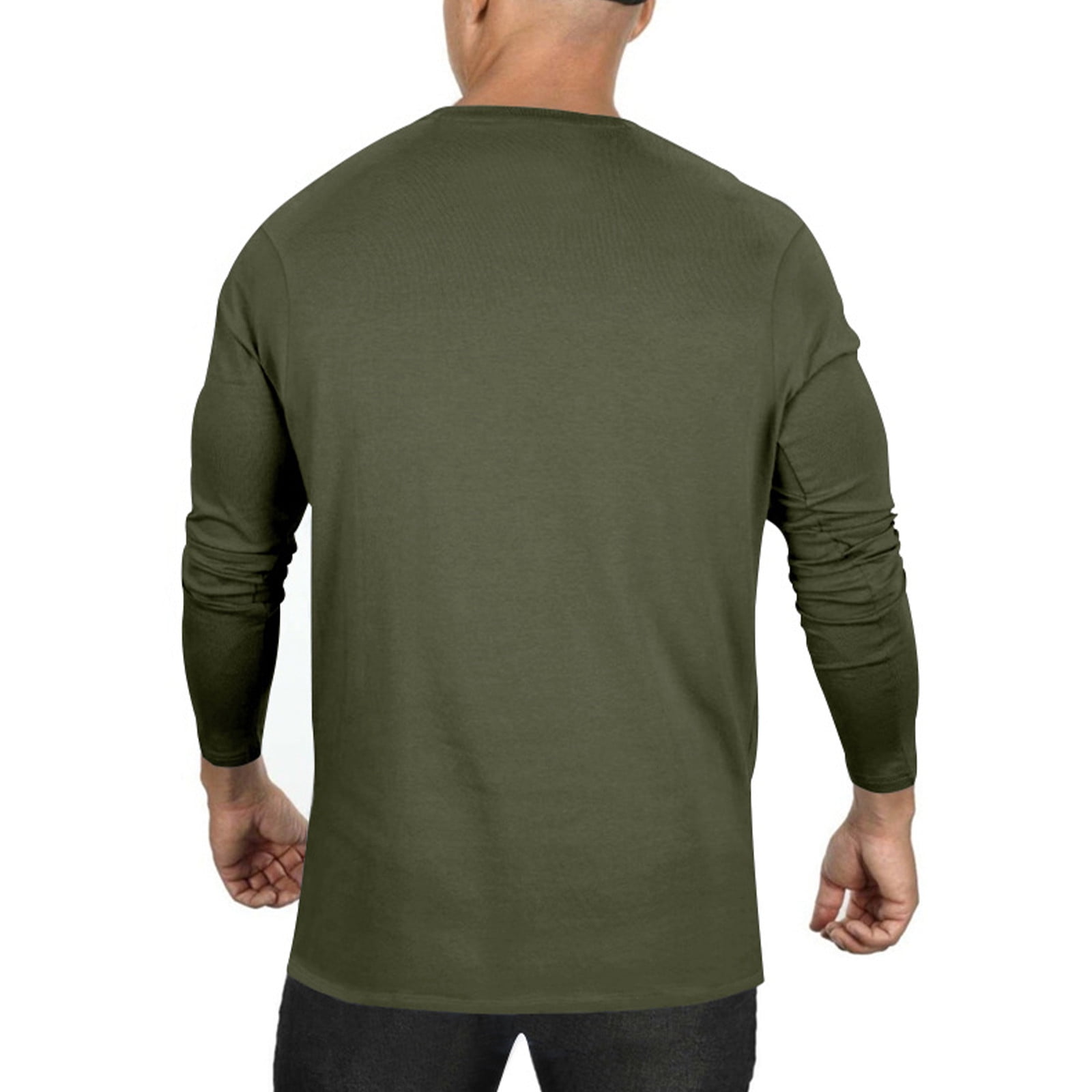 Zedker 3/4 Sleeve Shirt for Men Solid Color Crew Neck Baseball T-Shirts Casual Loose Fit Tees Three Quarter Sleeve T Shirts