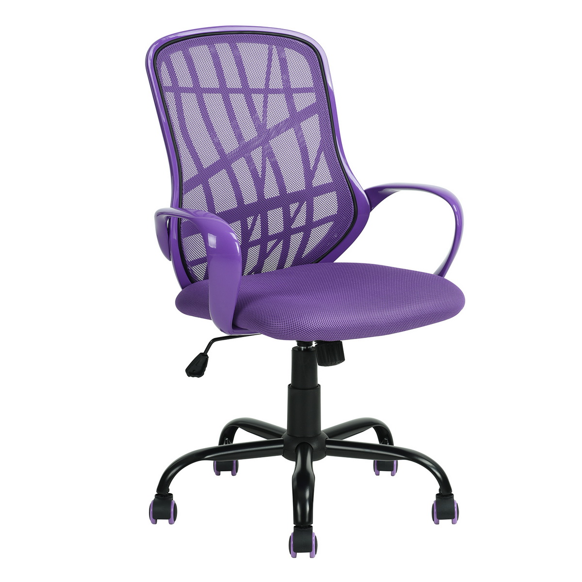 Office Task Chair Armrests Adjustable Rolling Plastic Mesh Fabric Steel