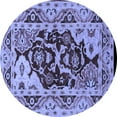 thumbnail image 1 of Ahgly Company Machine Washable Indoor Round Oriental Blue Industrial Area Rugs, 8' Round, 1 of 4