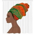 thumbnail image 2 of African Woman Shower Curtain, Afro Female Young Beauty Traditional Hair Dress Turban Ornate, Fabric Bathroom Set with Hooks, 69W X 84L Inches Extra Long, Scarlet Green Chocolate, by Ambesonne, 2 of 2