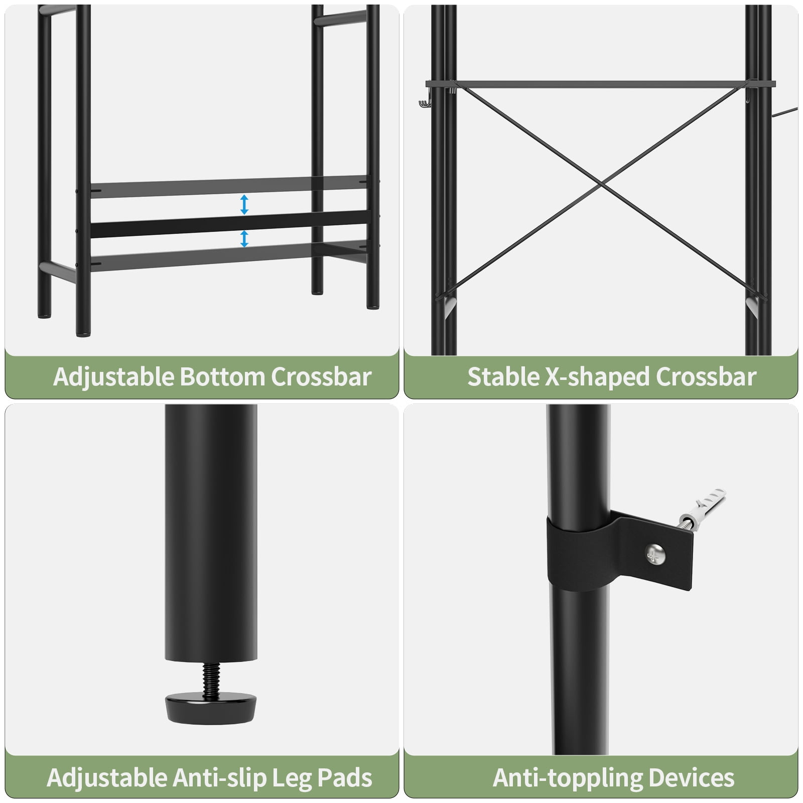 Capri 3-Shelf Over the Toilet Storage, Freestanding Wooden Bathroom Organizers and Storage Shelf, Metal Frame, Space Saver, Black