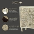 thumbnail image 4 of COZAYH 3-Drawer Bedroom Dresser w/ Carved Floral Front, Distressed Weathered White Finish, 4 of 9