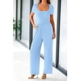 thumbnail image 3 of PRETTYGARDEN Women's Summer One Piece Jumpsuits Dressy Casual Short Sleeve Square Neck Wide Leg Jumpsuit Rompers, 3 of 6