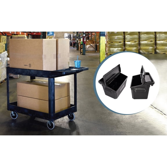 FSE 373-XLC11-B-OUTRIG 24.5" x 45.5" Heavy Duty Utility Tub Cart - Two Shelves with Outrigger Utility Cart Bins