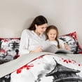 thumbnail image 4 of Manfei Ink Geisha Twin Comforter Sets for Girls Women, Red Blossom Bedding Set, Black Red White, Gray Reversible 2pcs, 1 Comforter and 1 Pillowcase, 4 of 6