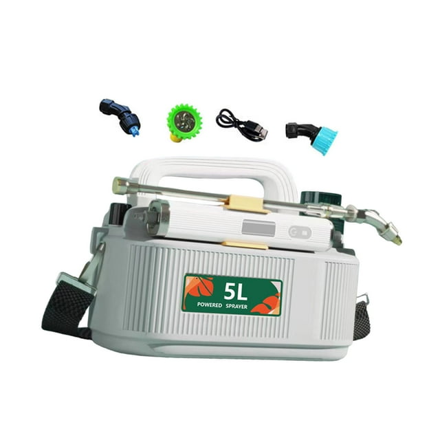 Pulverizador de jardín eléctrico portátil de 5 l, práctico y versátil con mango, dispensador agrícola, pulverizador de agua para riego de huertos. Blanco