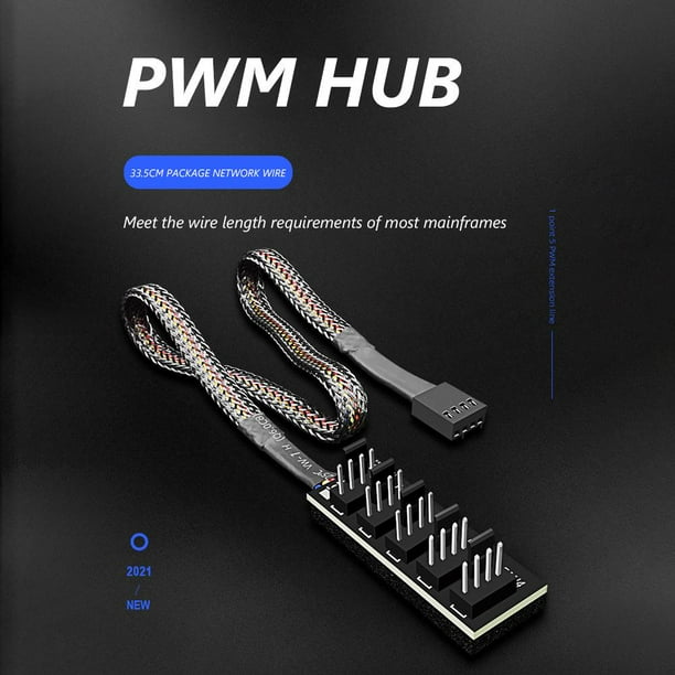 1 a 5 4 pines PWM CPU Cooler PC Case Fan Power Extension Cable Hub Splitter