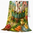 thumbnail image 2 of Cute young animal Goat Flower Wagon Farm Scene Ducklings, Festive Holiday Scene, Warm Flannel Blanket for Ranch House and Living Room, Horse Lovers Housewarming Gift, Rustic Home Decor, 2 of 9