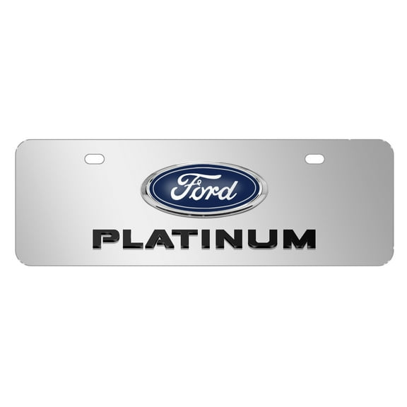 Ford Platinum 3D Logo 12" x 4.25" European Look Chrome Half-Size Stainless Steel License Plate