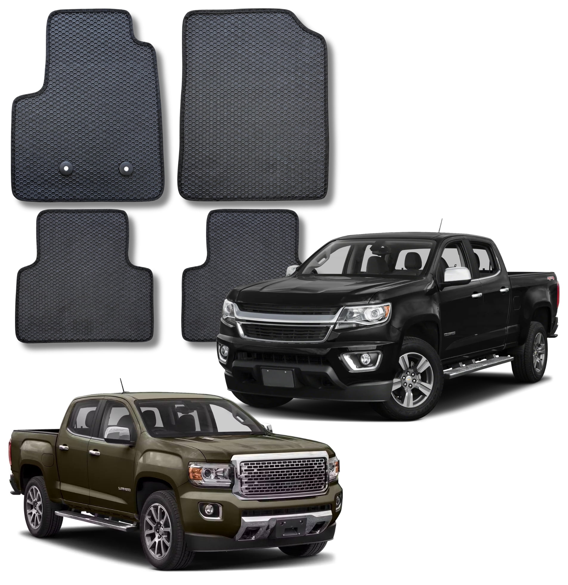 All Weather Floor Mats for 2015 to 2022 Chevrolet Colorado / GMC Canyon Crew Cab, Front and Rear