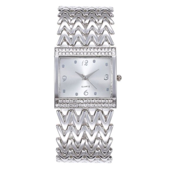 Luxury Women's Square Bracelet Watch Fashion Diamond Quartz Wristwatch Stainless Steel Rhinestone Accents Bangle Clock Female Jewelry for Daily Wear Office Gifts Formal Occasions Accessories