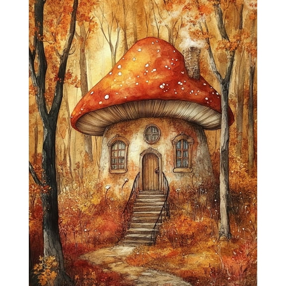 Paint by Numbers for Adults Kids Beginner Autumn Mushroom House DIY Acrylic Painting by Numbers Kits with Brushes Acrylic Pigment Home Decoration Gifts 16 x 20 inch