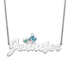 Personalized Women's Script Name Necklace with Pink and Blue Enamel Butterfly