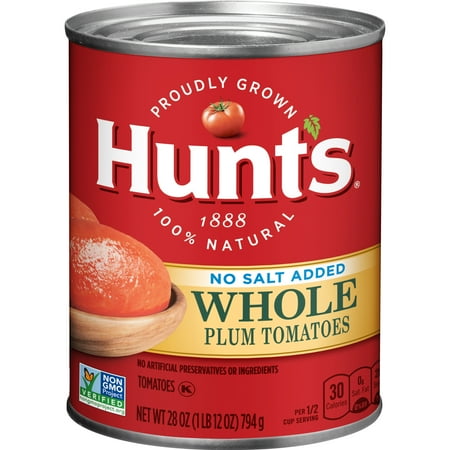 - Hunt's Whole Peeled Plum Tomatoes No Salt Added, 28 oz
