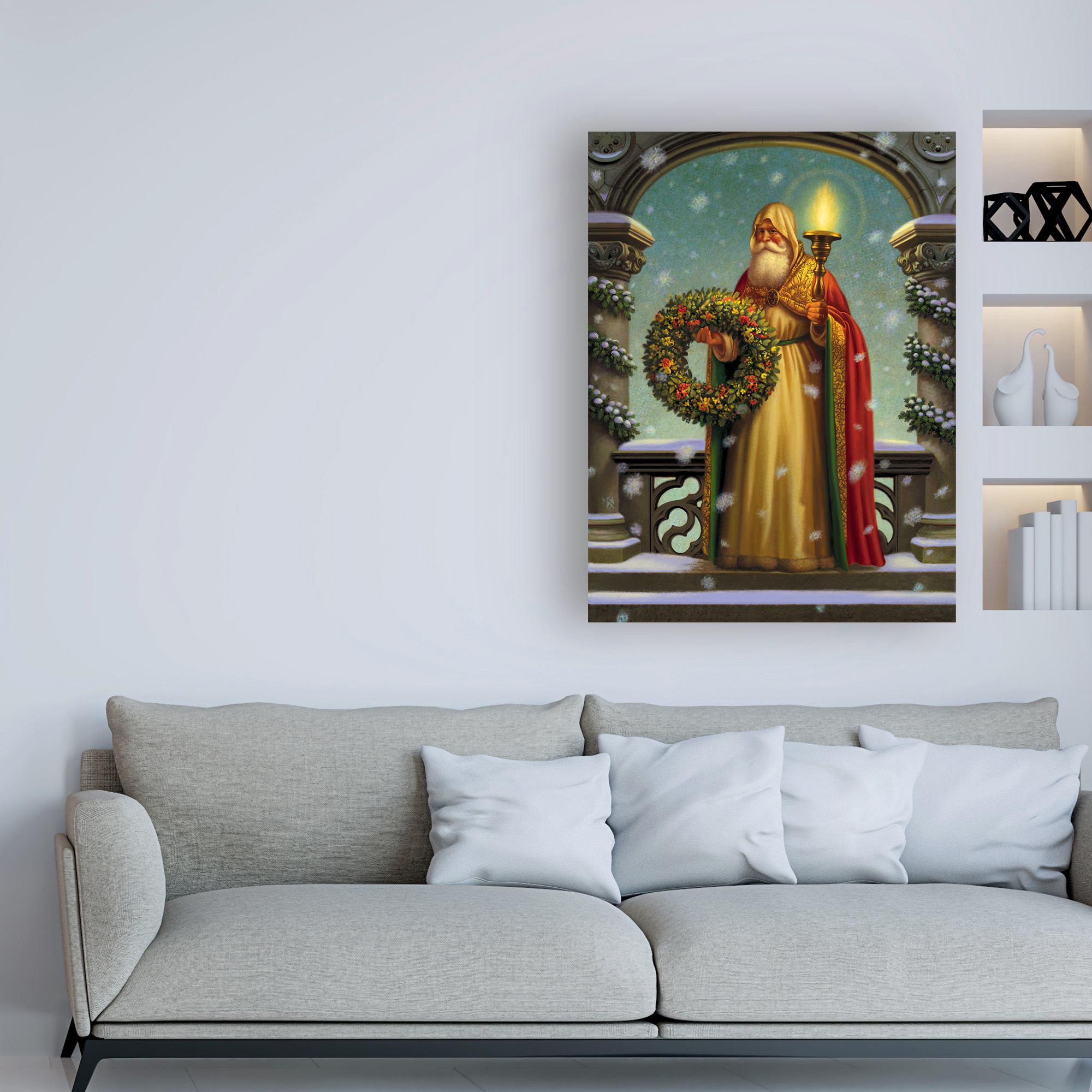 Trademark Fine Art 'Father Christmas Wreath' Canvas Art by Dan Craig