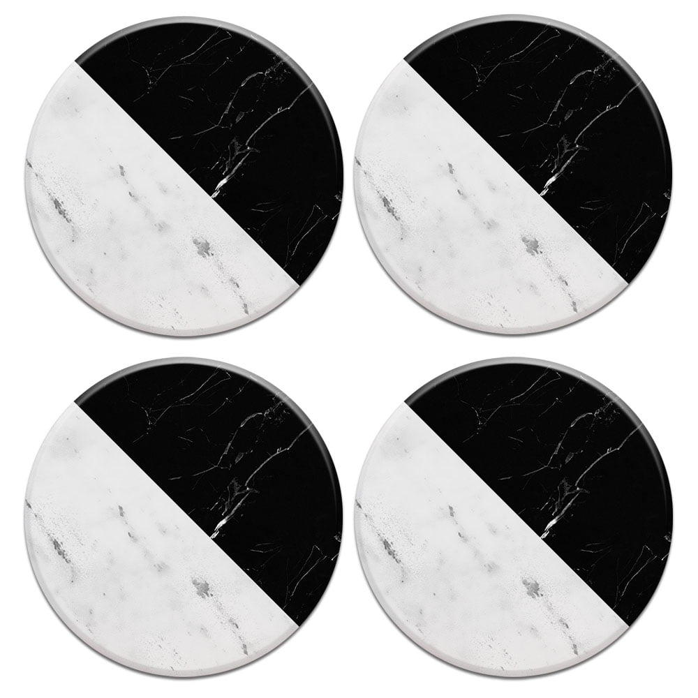 Set of 4 Ceramic Stone Black White Swear Word Funny Novelty Home Drink Coasters 