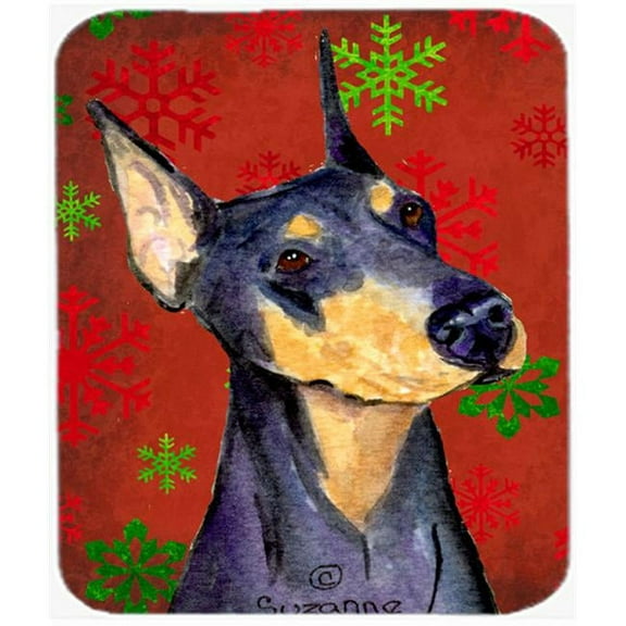 Doberman Snowflakes Holiday Christmas Mouse Pad, Hot Pad or Trivet