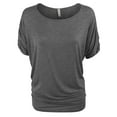 thumbnail image 1 of KOGMO Womens Solid Basic Womens Boatneck Dolman Top with Sleeve Shirring (S-3X), 1 of 6