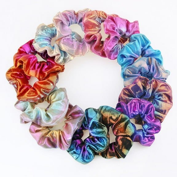 LOLIPPYY 24pcs Assorted Color Metallic Hair Ties for Decoration Premium Cloth Elastic Ponytail Holders