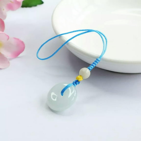 HOOUN Natural Jade Pendant Jade Safety Buckle Bag Key Hanging Jewelry