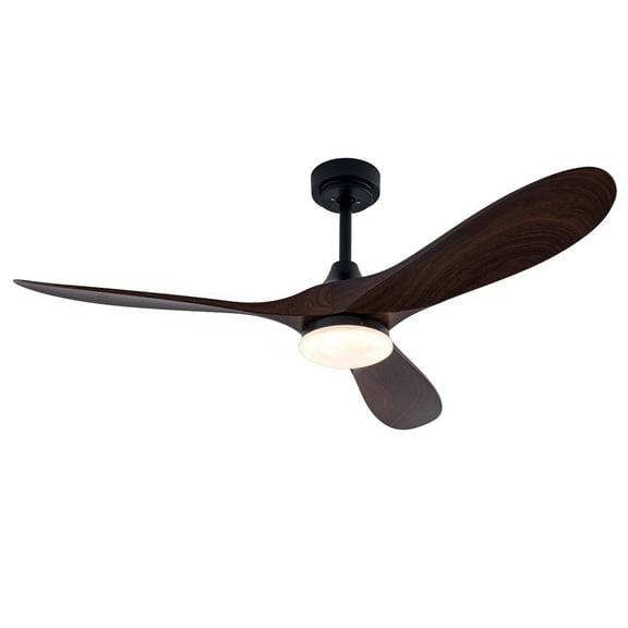 52 inch Modern Wood Ceiling Fan with Light Remote Control Indoor 3 Wood Blades Chandelier 50W 3000-4500-6000K