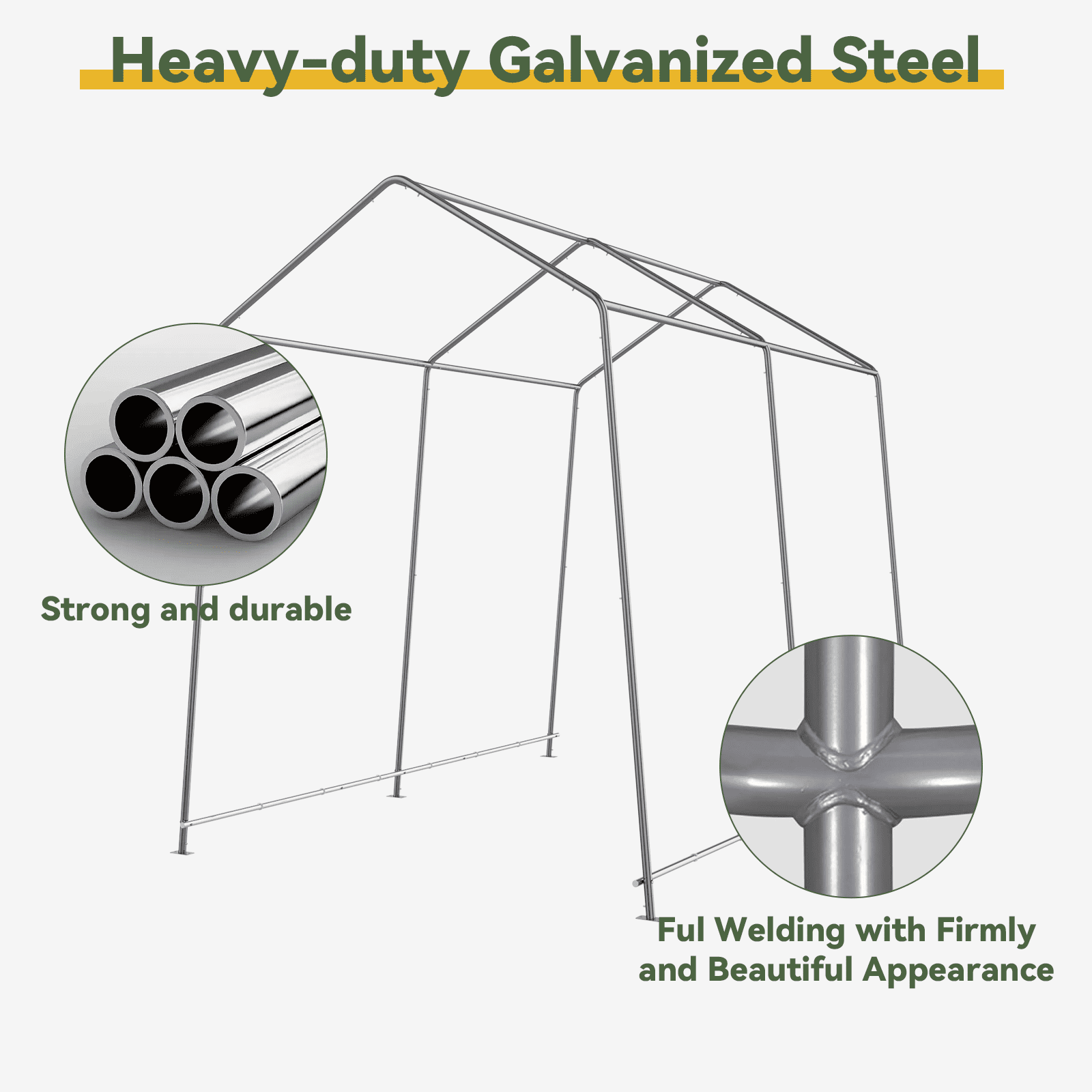 Aoxun 6x8 FT Carport Shed, Portable Storage Shed with Roll-Up Door & Window, Waterproof Storage Tent With Galvanized Steel Frame for Equipment, Bike