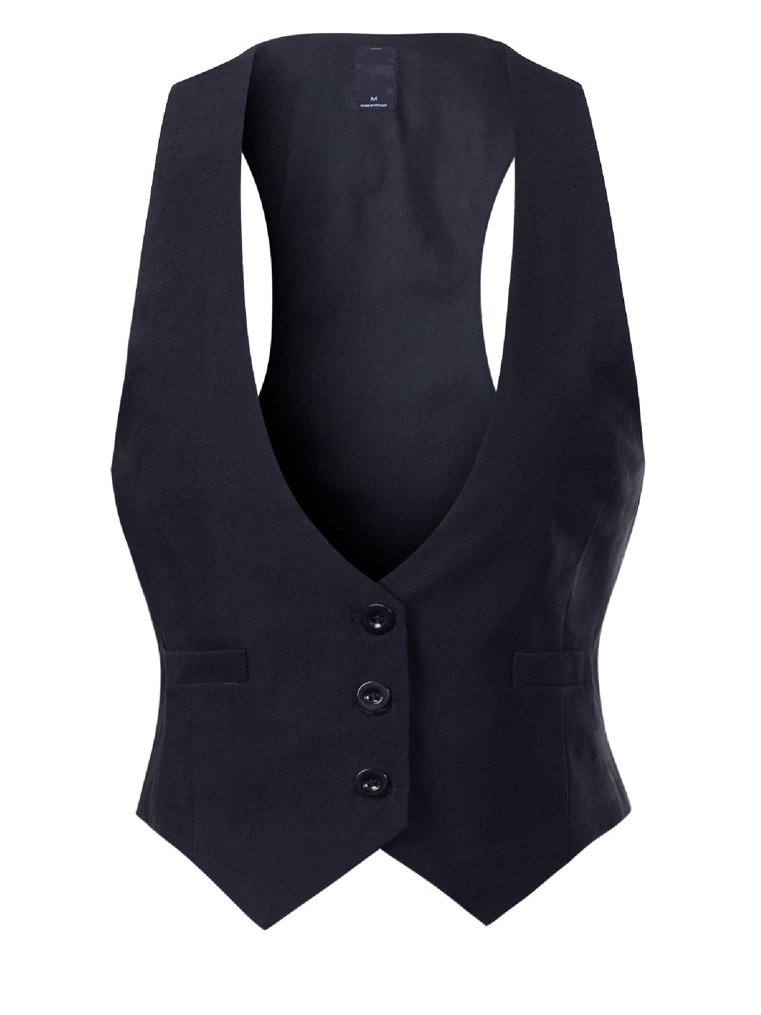 Made by Olivia Women's Casual Versatile Three Button Racerback Tuxedo Suit Waistcoat Vest