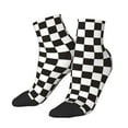 thumbnail image 2 of Bingfone Black And White Checkerboard Design Patterned Men'S Women'S Casual Cotton Socks, 2 of 9