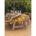 thumbnail image 3 of Outdoor Tablecloth with Umbrella Hole for Patio/Picnic/Party/Camping, Welcome Waterproof Table Cloth Rectangle Table Cover Washable, Summer Sunflowers Bohemia Floral Rustic Brown Wood (60"x 102"), 3 of 8