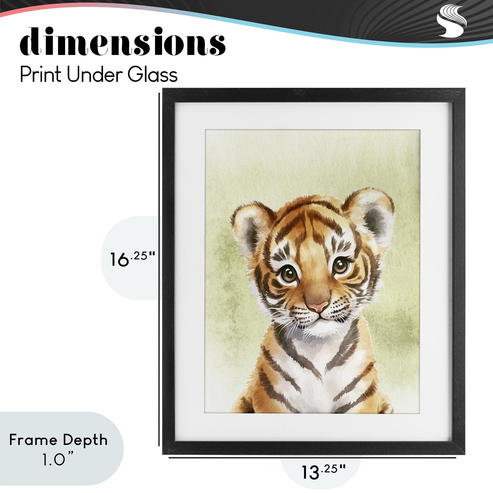 Stupell Industries Jungle Friends Baby Tiger Black Framed Print Under Glass, design by Christine Simpson Art