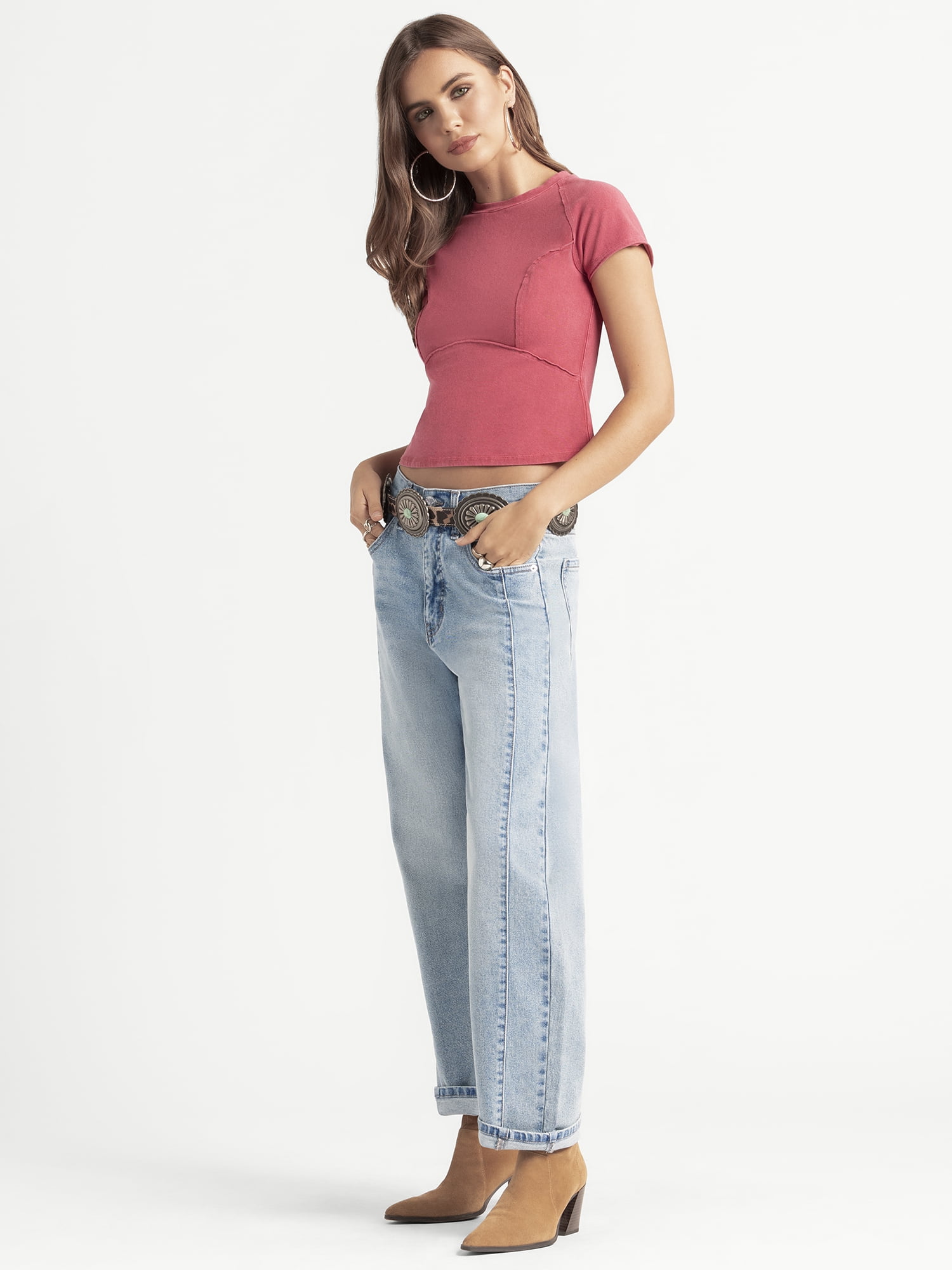 Jessica Simpson Women's Eydie Pieced Wash Tee, Sizes XS-XL