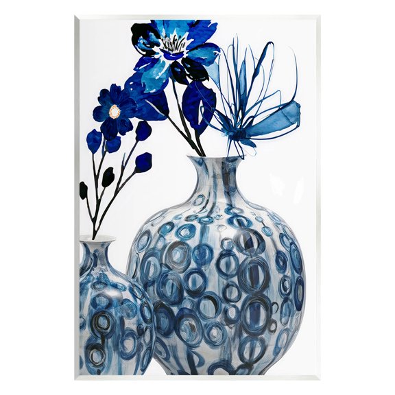 Modern Blue Floral Ornate Vase Botanical & Floral Graphic Art Unframed Art Print Wall Art