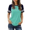 thumbnail image 1 of Vente Chaude! T-Shirts Basiques pour Femmes Uooqdmx, Chemise Rayée pour Femmes, Hauts à Blocs de Couleur pour Femmes, T-Shirt à Col Rond Ample et Décontracté, Chemises à Manches Courtes pour Femmes, Vert Menthe G, 1 of 6
