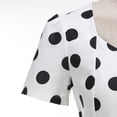 thumbnail image 6 of Uootdi Women's Dresses Sweetheart Neck Puff Sleeve Polka Dot Retro High Waist Flared Hem Cocktail Midi Dresses Gift, 6 of 9