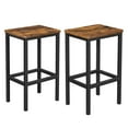 thumbnail image 2 of Bar Stools Set of 2, Rustic Brown & Black, Kitchen Breakfast Chairs with Footrest, 2 of 8